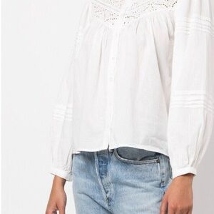 Sea New York white scalloped and lace top blouse